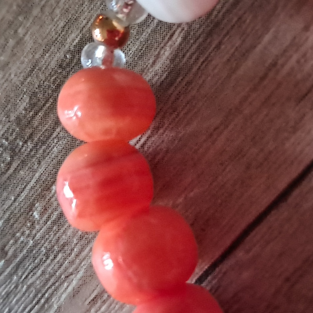 Mangano Calcite And Coral Calcite Beaded Necklace View 4